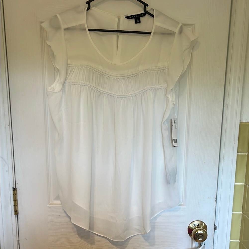 NWT- Zac & Rachel White Sheer Blouse